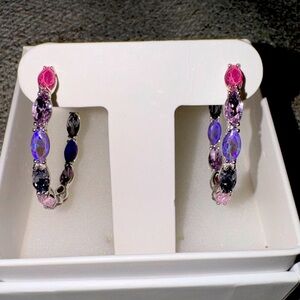 Bomb Party Jewel Candy “Nora” Hoops in Bubblegum Berry.